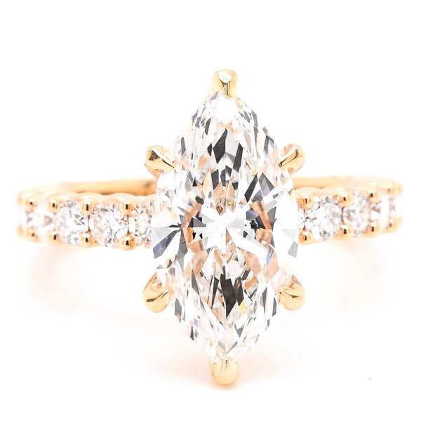 graziella 14KT Yellow Gold 4.00CTW Marquise Shape LAB Created Diamond Engagement Ring