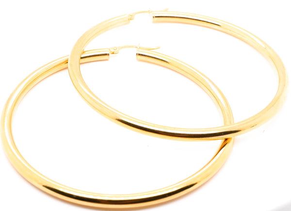 graziella 14KT Yellow Gold 55mm Large Hoop Earrings