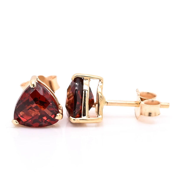 graziella 14KT Yellow Gold 6MM Garnet Stud Earrings