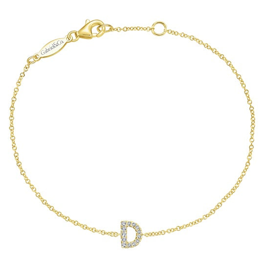 graziella 14KT Yellow Gold 7" 0.07CTW Diamond Letter "D" Bracelet graziella 14KT Yellow Gold 7" 0.07CTW Diamond Letter "D" Bracelet