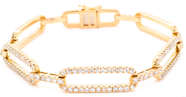 graziella 14KT Yellow Gold 7.5" 3.25CTW Si G-H Colour Diamond Link Bracelet