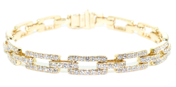 graziella 14KT Yellow Gold 7.5" 4.40CTW Diamond Link Bracelet