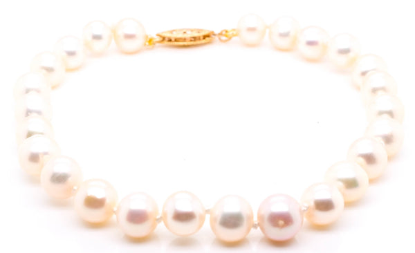 graziella 14KT Yellow Gold 7.5"6.5-7mm Pearl Bracelet