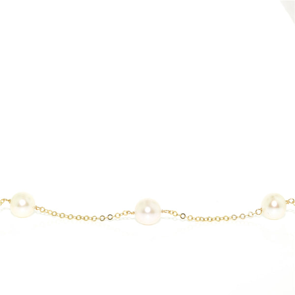 graziella 14KT Yellow Gold 7.5" 8-9mm Freshwater Preal Bracelet