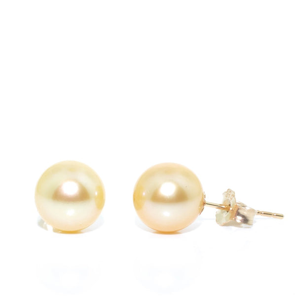 graziella 14KT Yellow Gold 7.5-8mm Yellow Pearl Stud Earrings