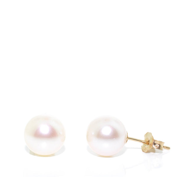 graziella 14KT Yellow Gold 7.7.5mm Akoya Cultured Pearl Stud Earrings