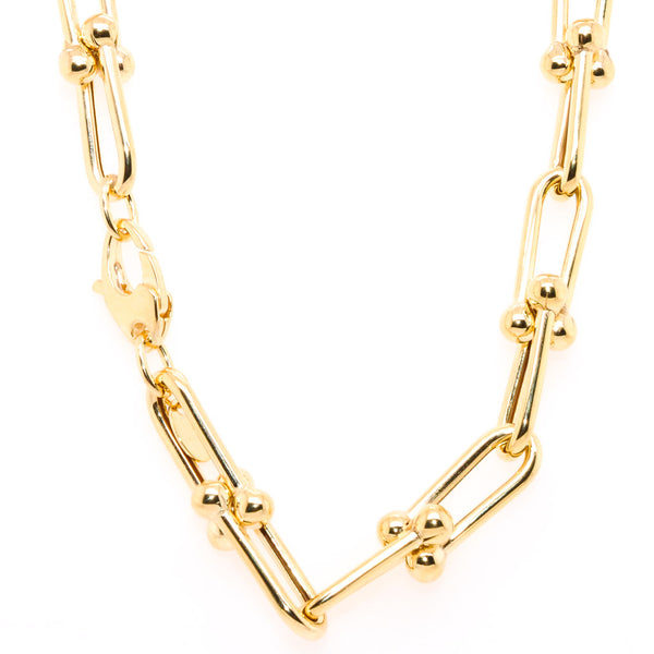 graziella 14KT Yellow Gold 7.75" 6.6MM Hollow Paper Clip Link Chain