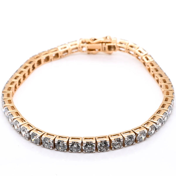 graziella 14KT Yellow Gold 7.75" 9.70CTW Round Brilliant LAB GROWN Diamond Tennis Bracelet