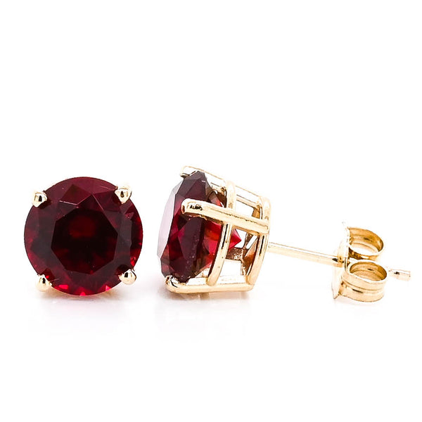 graziella 14KT Yellow Gold 7mm Simulated Ruby Stud Earrings