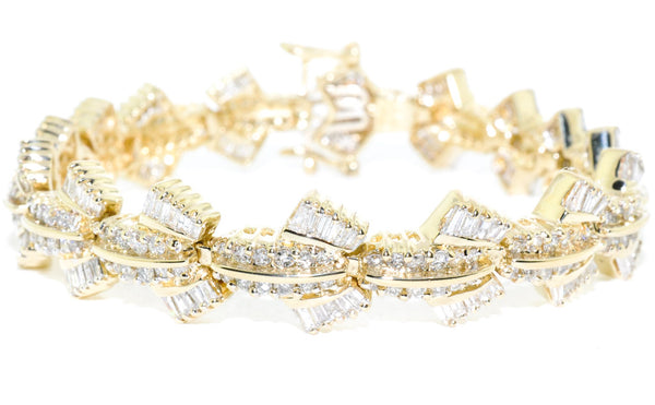 graziella 14KT Yellow Gold 8" 7.01CT I1 G-H Colour Diamond Tennis Bracelet