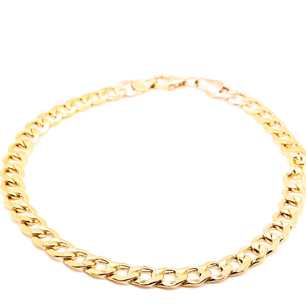 graziella 14KT Yellow Gold 9.5" 6mm Hollow Curb Link Bracelet with 10KT Gold Clasp