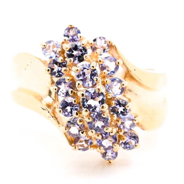 Graziella 14KT Yellow Gold Amethyst & Diamond Cluster Ring