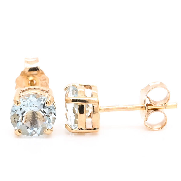 graziella 14KT Yellow Gold Aquamarine Stud Earrings