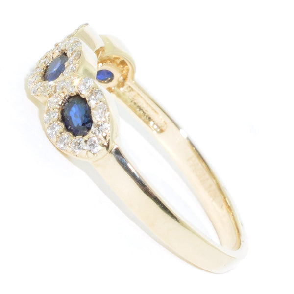 Graziella 14KT Yellow Gold Blue Sapphire And Diamond Ring
