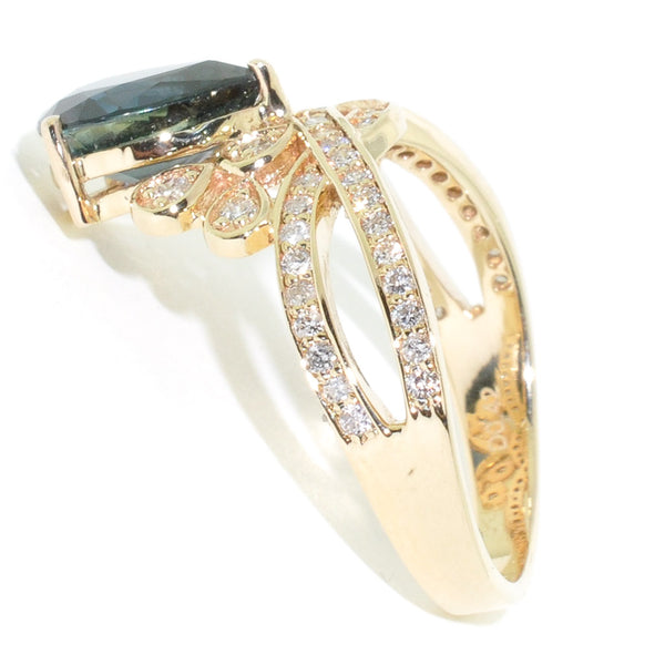 Graziella 14KT Yellow Gold Blue Sapphire And Diamond Ring