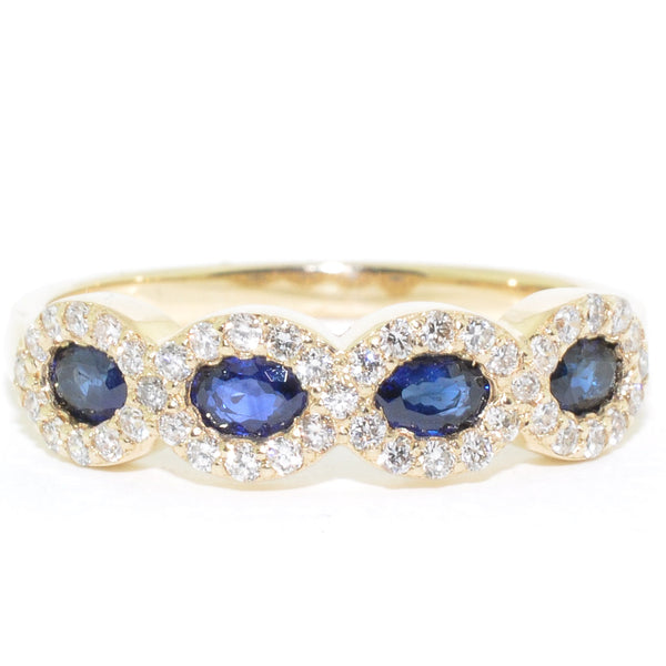 graziella 14KT Yellow Gold Blue Sapphire and Diamond Ring