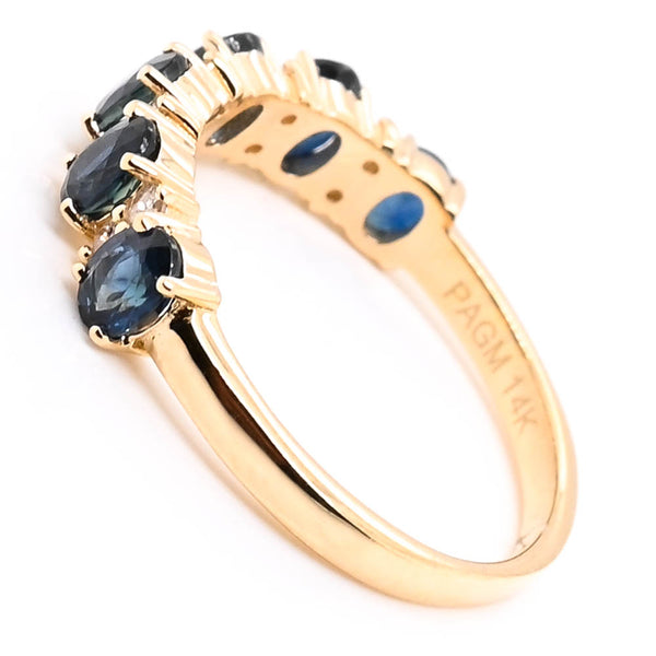 Graziella 14KT Yellow Gold Blue Sapphire & Diamond Ring