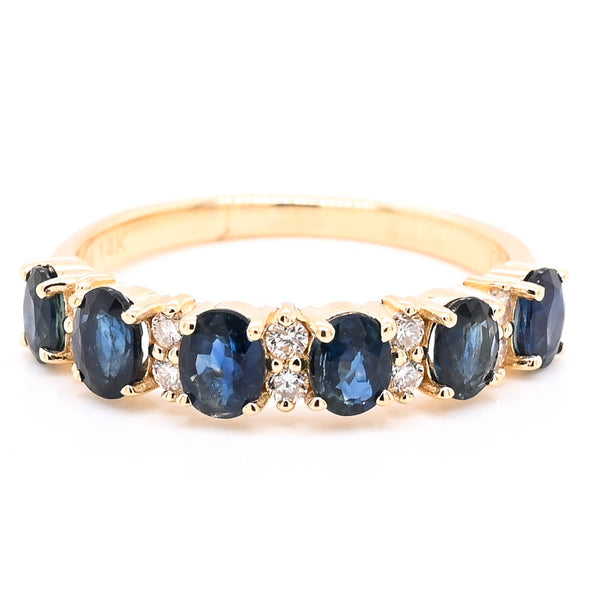 graziella 14KT Yellow Gold Blue Sapphire & Diamond Ring