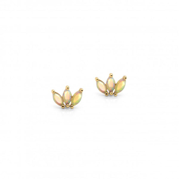 graziella 14KT Yellow Gold Dreamy Australian White Opal Earrings
