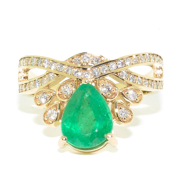 graziella 14KT Yellow Gold Emerald and Diamond Ring