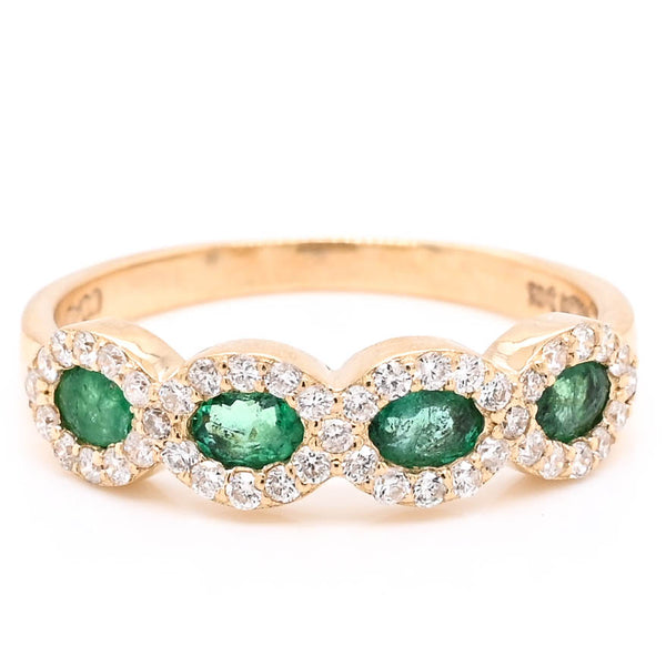 graziella 14KT Yellow Gold Emerald and Diamond Ring
