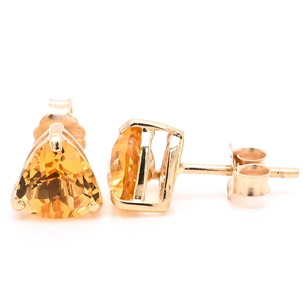 graziella 14KT Yellow Gold Trillion shape Citrine Stud Earrings