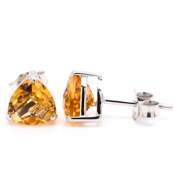 graziella 14KT Yellow Gold Trillion shape Citrine Stud Earrings