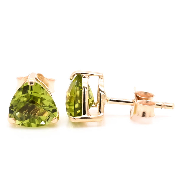 graziella 14KT Yellow Gold Trillion shape Peridot Stud Earrings