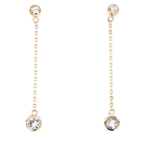 graziella 14KT Yellow Gold White Sapphire Dangle Earrings