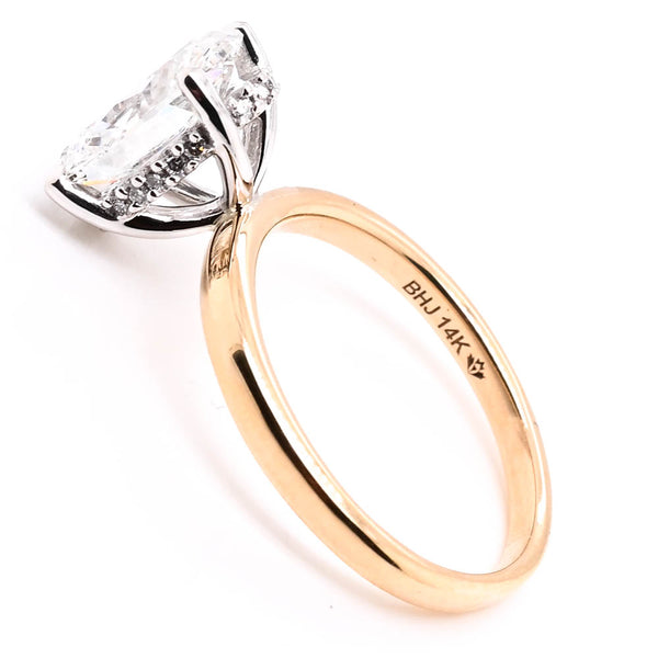 Graziella 14KT Yellow & White Gold 2.08CTW Oval Shape Lab Grown Diamond Hidden Halo Set Enagement Ring