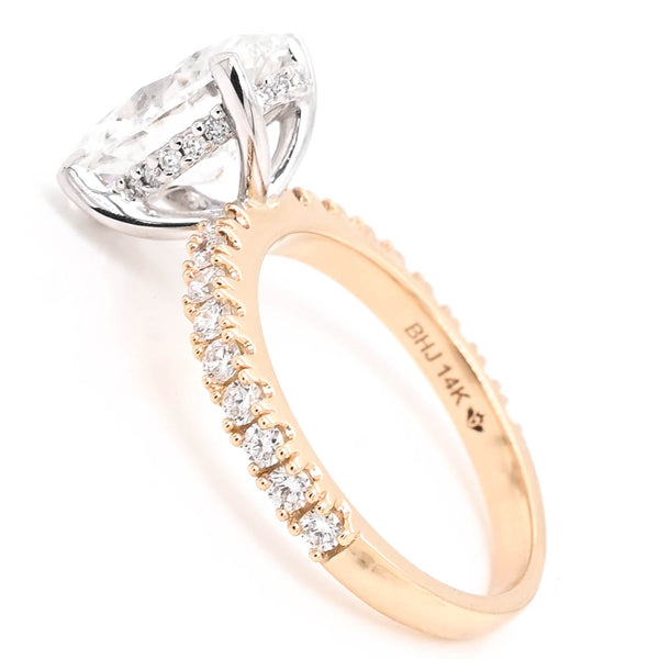 Graziella 14KT Yellow & White Gold 3.00CTW Oval Shape Lab Grown Diamond Hidden Halo Engagement Ring