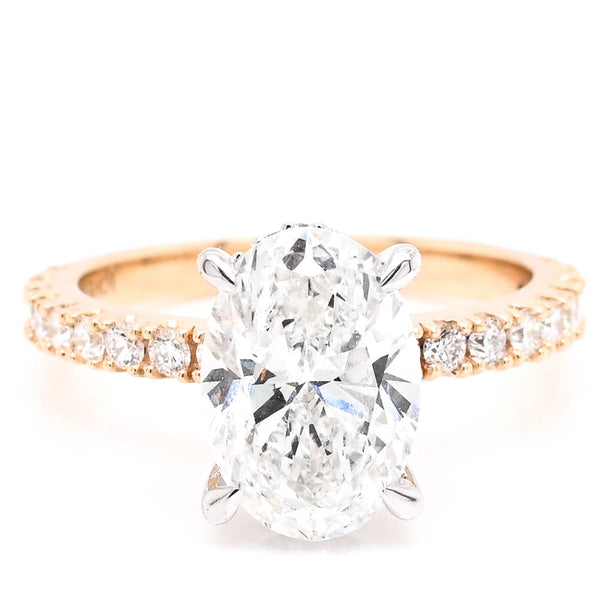 graziella 14KT Yellow & White Gold 3.00CTW Oval Shape Lab Grown Diamond Hidden Halo Engagement Ring