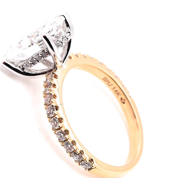 Graziella 14KT Yellow & White Gold 3.50CTW Oval Shape LAB Grown Diamond Diamond Halo Set Engagement Ring