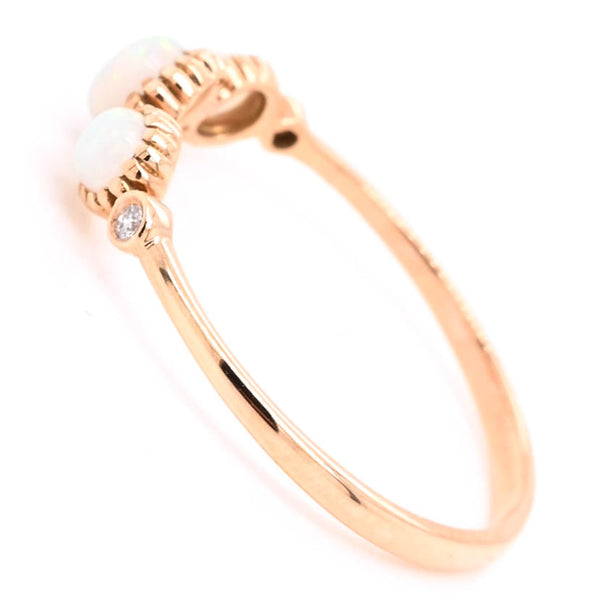 Graziella 18KT Rose Gold 0.40CTW Round Shape Opal & Diamond Ring
