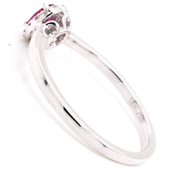 Graziella 18KT White Gold 0.25CT Ruby And Diamond Halo Set Ring