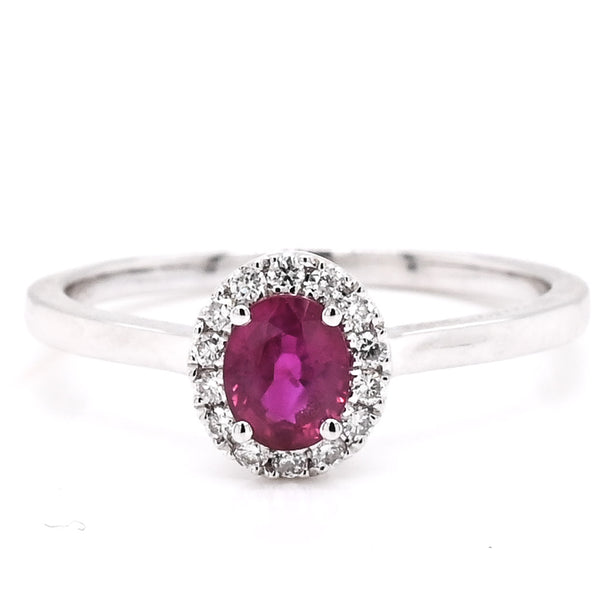 graziella 18KT White Gold 0.55CT Oval shape Ruby and Diamond Ring