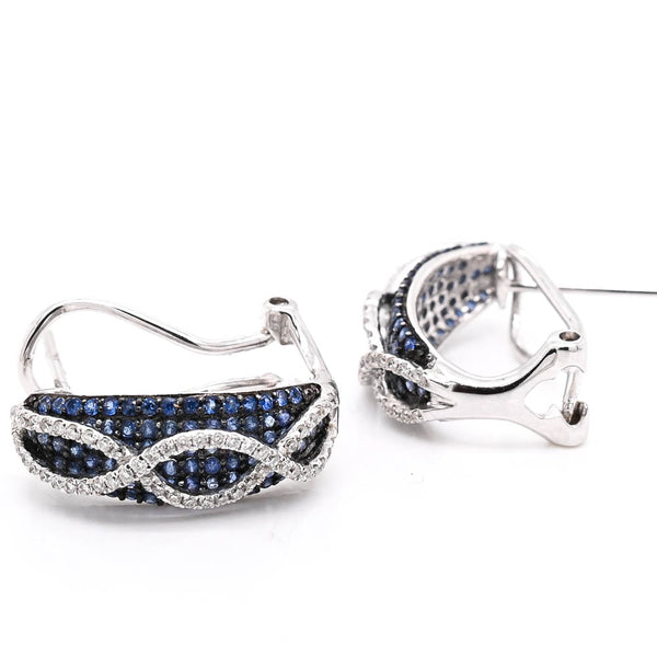 graziella 18KT White Gold 0.91CTW Blue Sapphire & Diamond Earrings