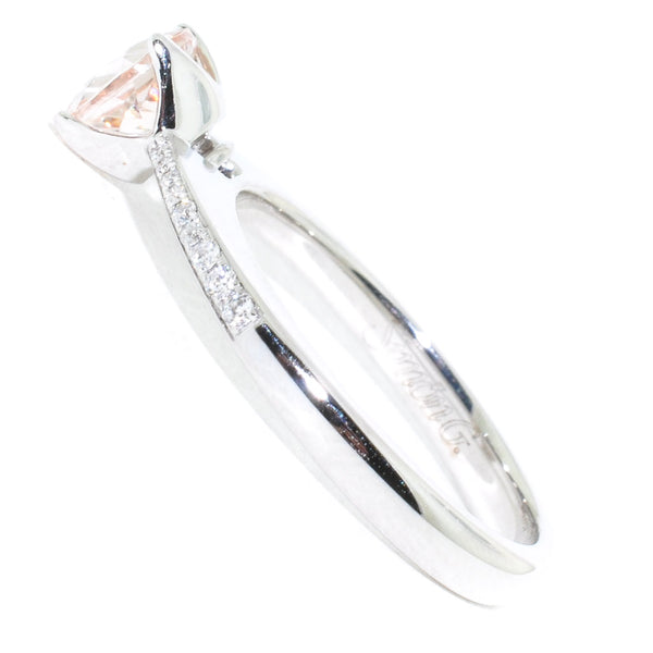 Graziella 18KT White Gold 1.00CT Morganite And Diamond Ring