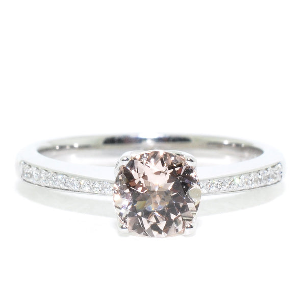graziella 18KT White Gold 1.00CT Morganite and Diamond Ring