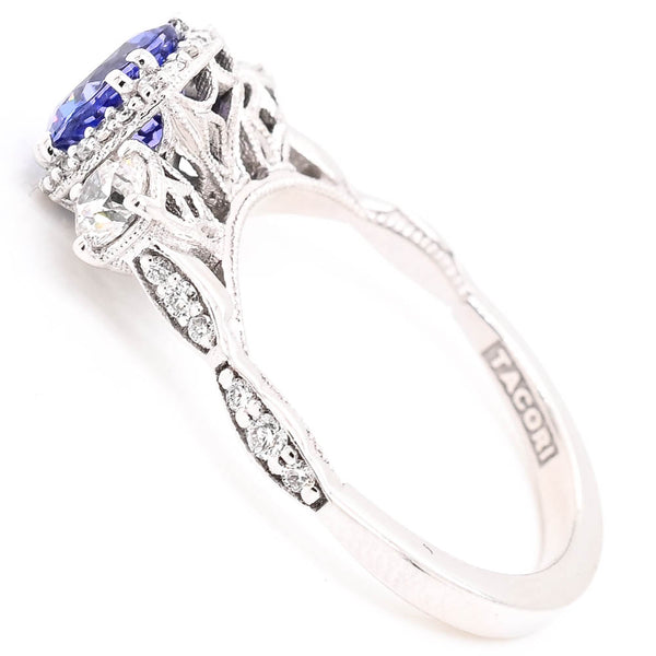 Graziella 18KT White Gold 1.19C Round Brilliant Tanzanite & Diamond Tacori Ring