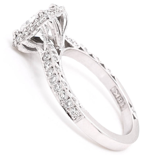 Graziella 18KT White Gold 1.62CTW Princess Cut Lab Grown Halo Set Tacori Diamond Engagement Ring