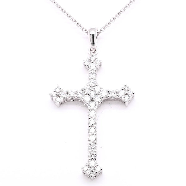 graziella 18KT White Gold 18" 0.45CTW Diamond Cross Necklace
