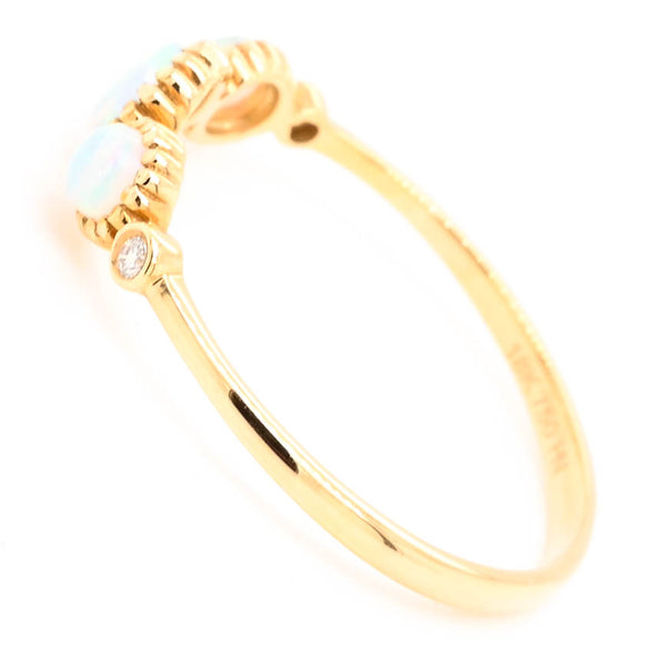 Graziella 18KT Yellow Gold 0.40CTW Round Shape Opal & Diamond Ring