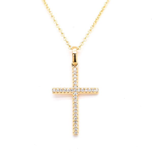 graziella 18KT Yellow Gold 18" 0.09CTW Diamond Cross Necklace