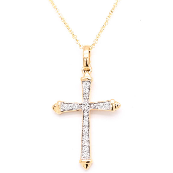 graziella 18KT Yellow Gold 18" 0.09CTW Diamond Cross Necklace