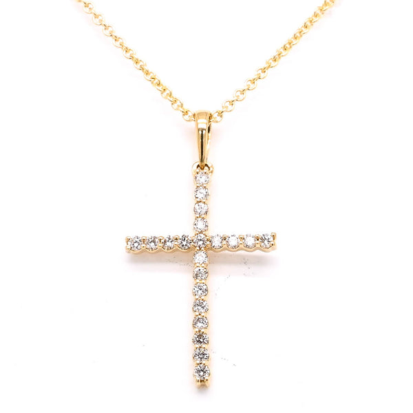 graziella 18KT Yellow Gold 18" 0.20CTW Diamond Cross Necklace
