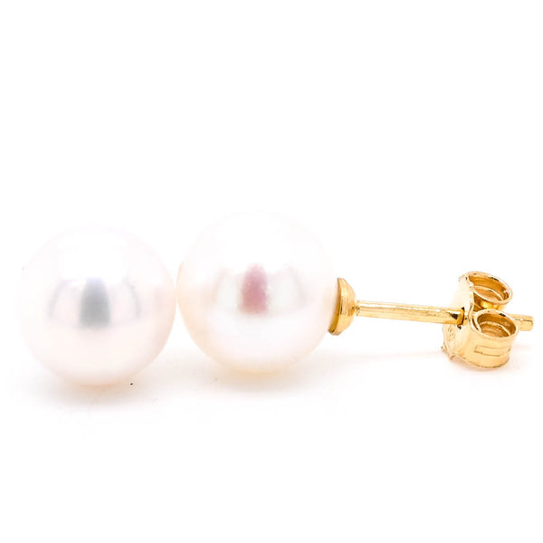 graziella 18KT Yellow Gold 7.5-8mm Pearl stud Earrings