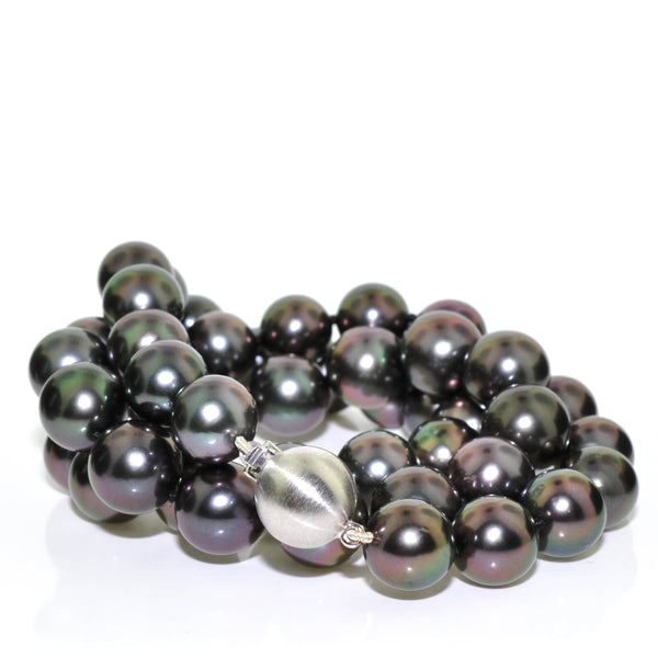 graziella 9.5MM Tahitian Pearl Strand Necklace with 14KT White Gold Clasp