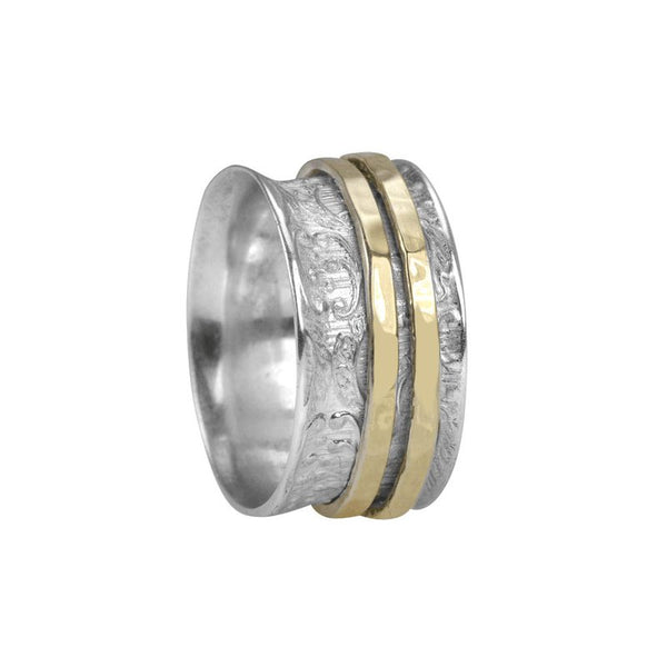 graziella Aura Meditation Ring. Sterling Silver and 9KT Yellow Gold. Size 7