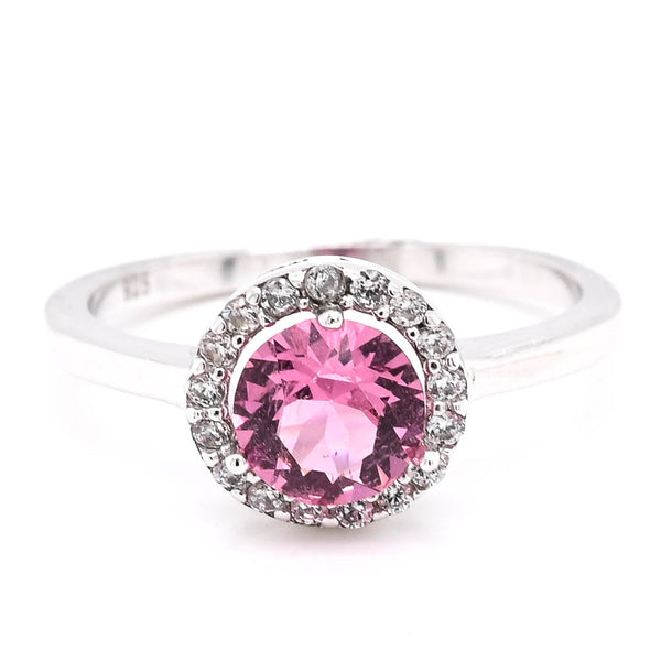 graziella Bella Sterling Silver C.Z. Halo Ring. Band Width: 1.5mm Size: 7